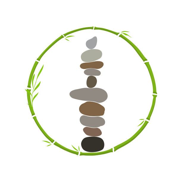 岩石平衡在圆竹中图片下载