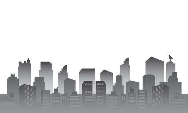 城市剪影与白灰颜色梯度图片下载