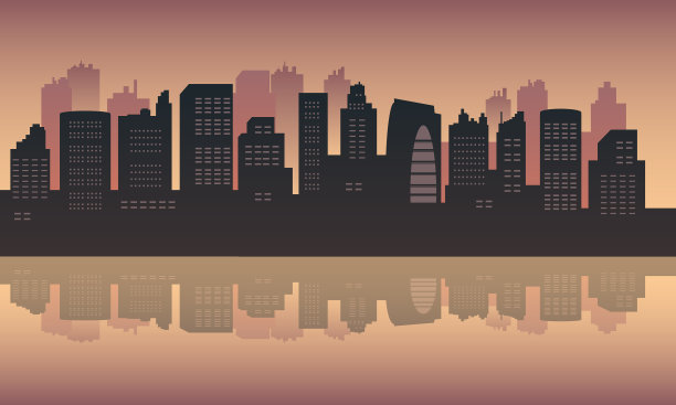 全景城市大楼高湖中图片下载