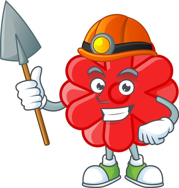 酷聪明的矿工中国红花卡通图片下载