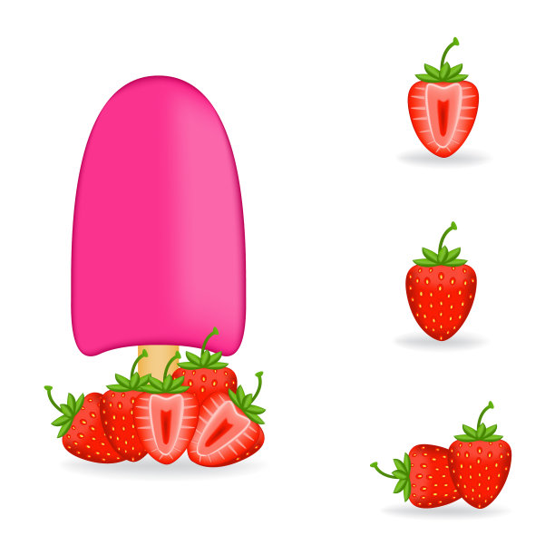 色彩鲜艳的新鲜草莓冰淇淋图片下载