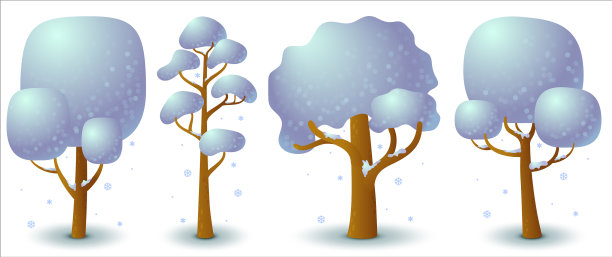 设置雪树在冬季游戏UI平孤立图片下载