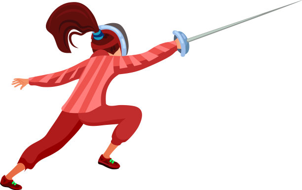 戴着击剑面具拿着剑的少女图片下载