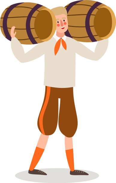 男侍者端着桶装的新鲜啤酒图片下载