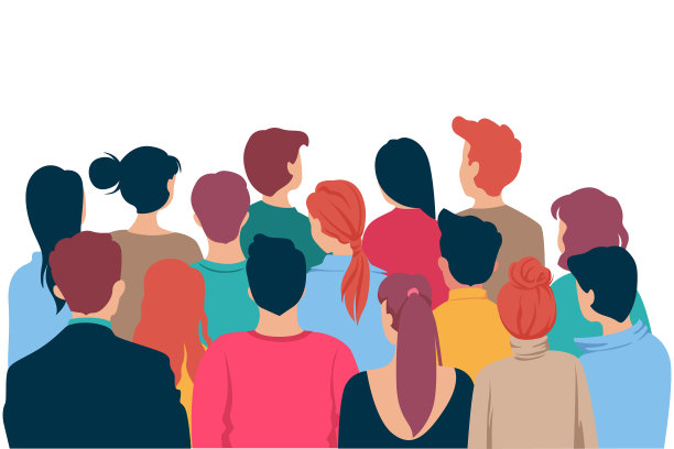 后视图彩色头像卡通人物人群图片下载