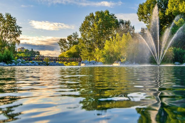 夏季公园的喷泉图片下载