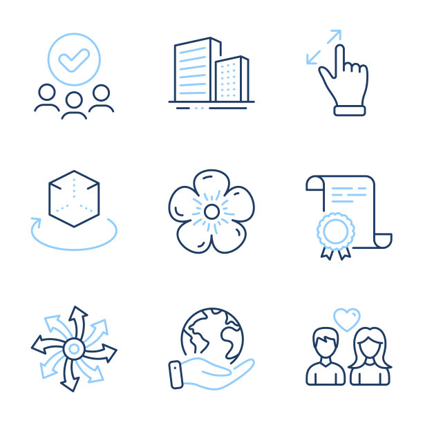 建筑物多功能和夫妇爱的图标集图片下载