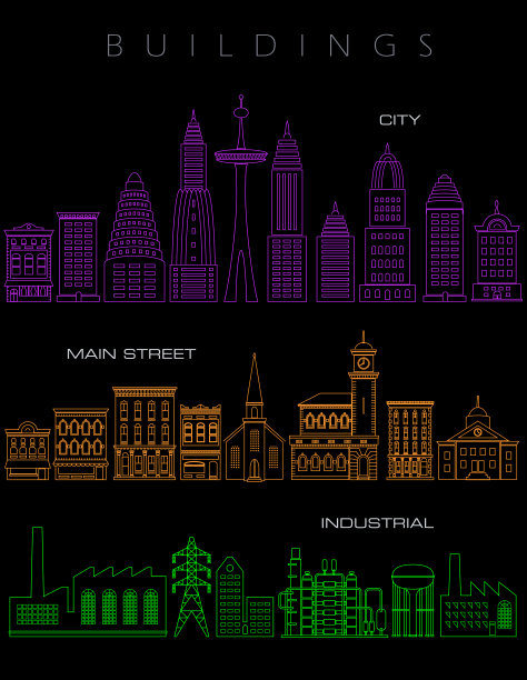 时髦的霓虹灯建筑图片下载