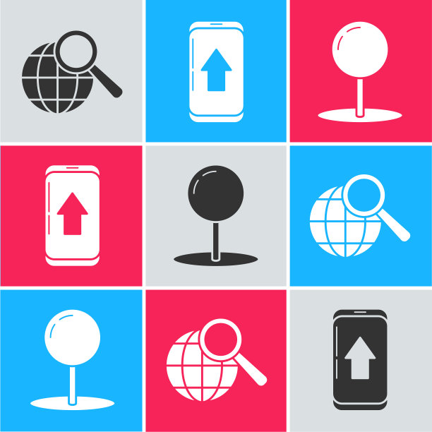 设置放大镜和地球仪信息图图片下载