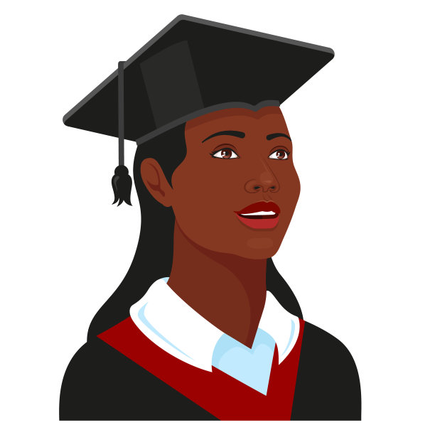 美丽的非洲裔美国大学生，大学毕业生在毕业帽和长袍。图片下载