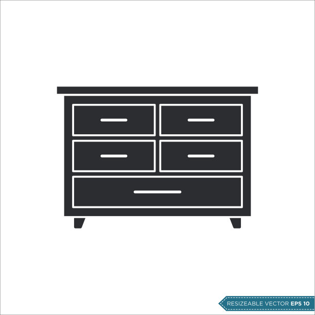 橱柜抽屉图标矢量模板插图设计图片下载