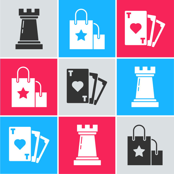 设象棋符号纸袋和玩购物袋图片下载