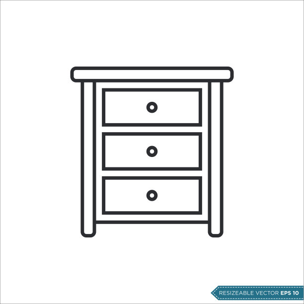 橱柜抽屉图标矢量模板插图设计图片下载