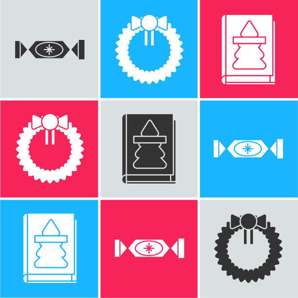 设置糖果圣诞花环和圣诞书图片下载