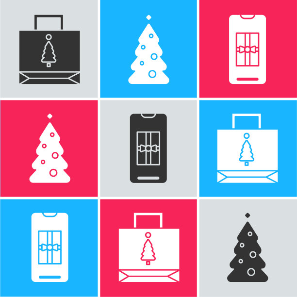 圣诞购物袋装圣诞树纸图片下载