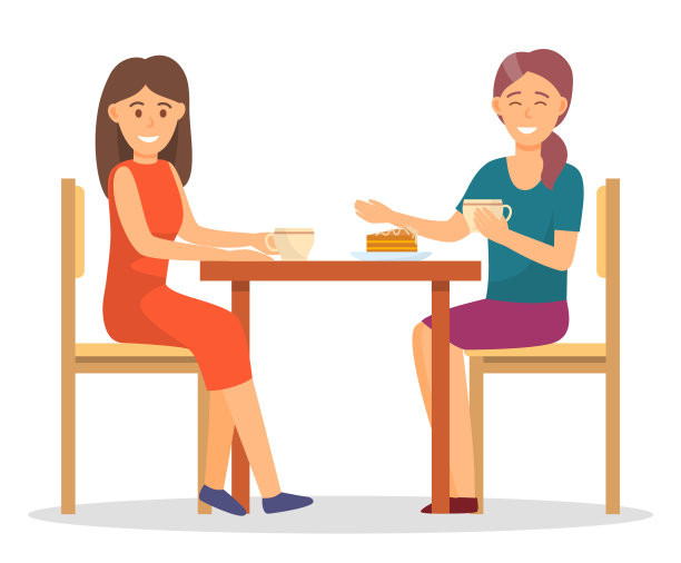 女性朋友吃蛋糕喝咖啡图片下载