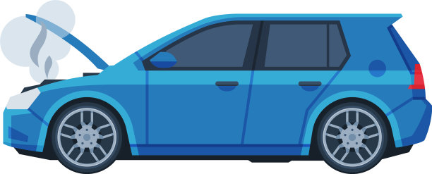 汽车用打开的引擎盖与蒸汽出来图片下载