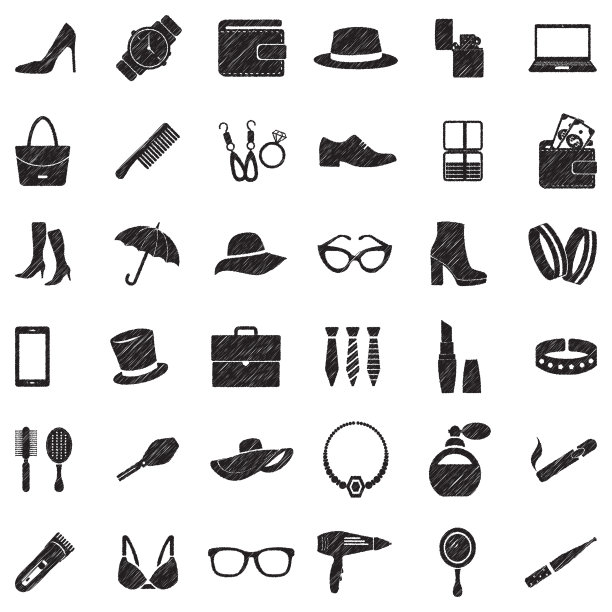 附件图标。黑色涂鸦设计。矢量插图。图片下载