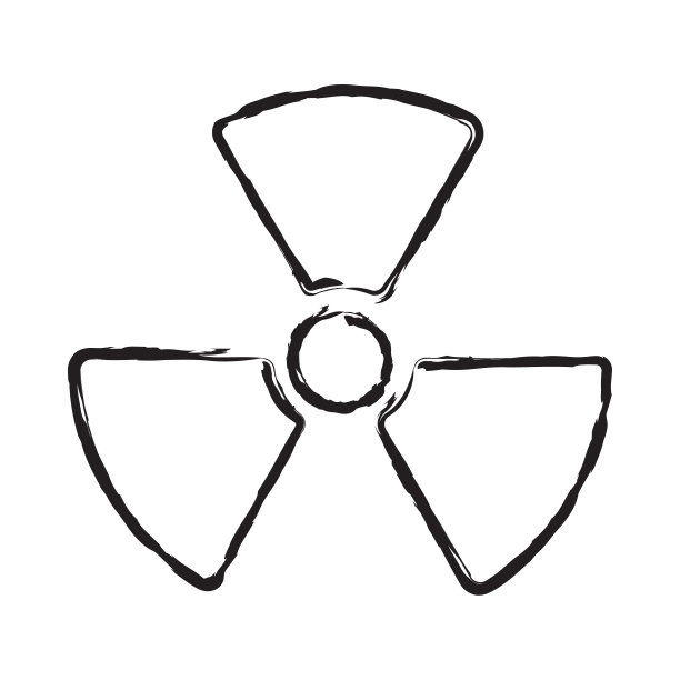 放射性标志图标。核辐射警告信号。原子能的标志。绘画和墨水的垃圾风格。矢量插图形象。孤立在白色背景上。图片下载