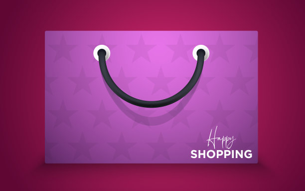 彩色快乐纸购物袋手柄图片下载