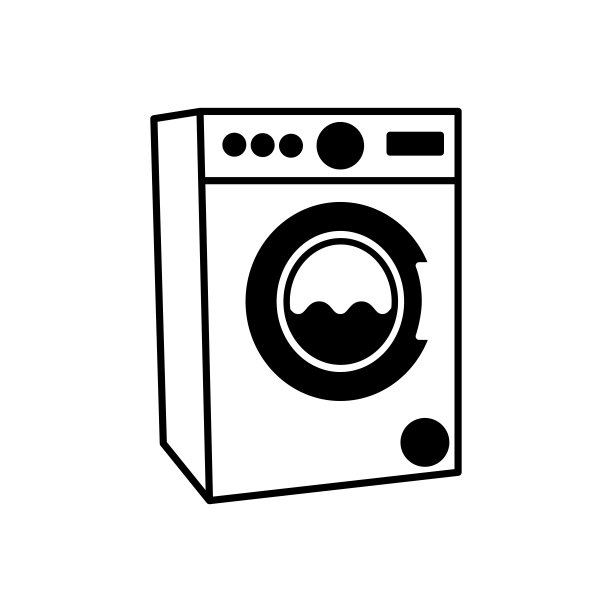 洗衣机图标在一个时尚的平面设计图片下载