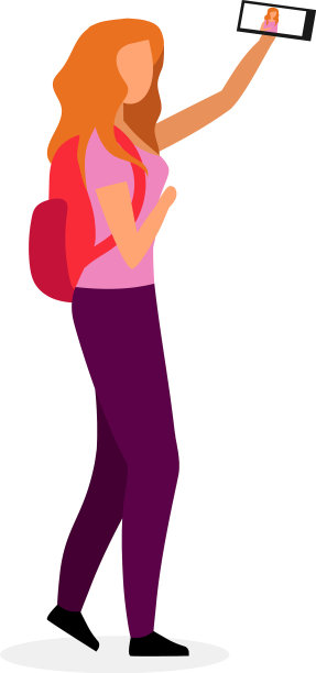 时髦的女学生自拍平现代图片下载