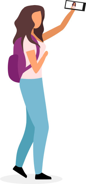 时髦的女学生自拍平现代图片下载