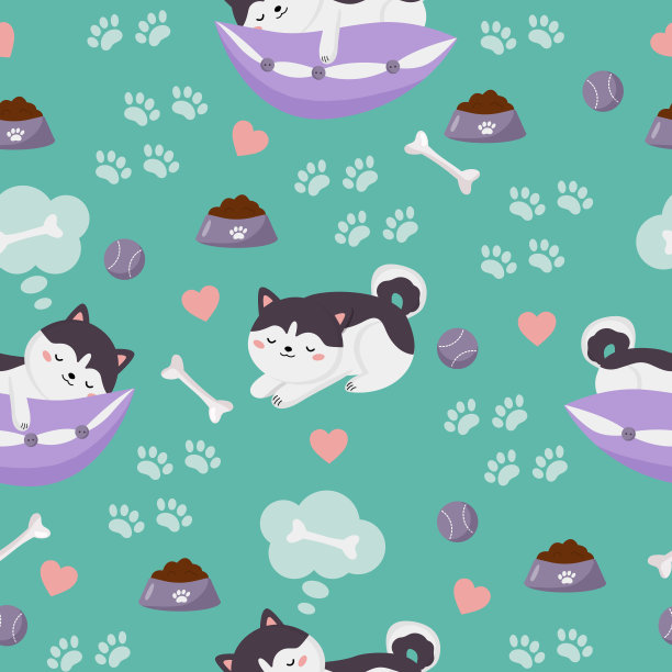 可爱可爱的西伯利亚哈士奇小狗和狗玩具。图片下载