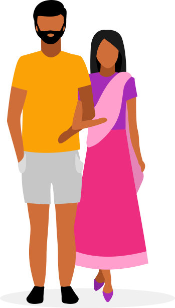 印度家庭平亚洲夫妇卡通图片下载
