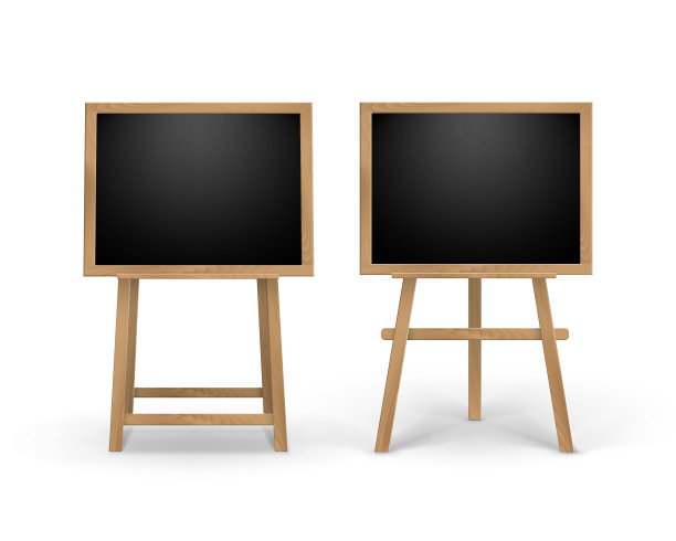 一套木制画架与黑板图片下载