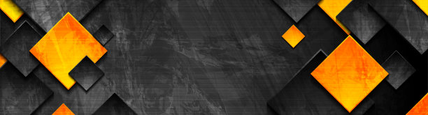橙色和黑色方块抽象的技术横幅图片下载