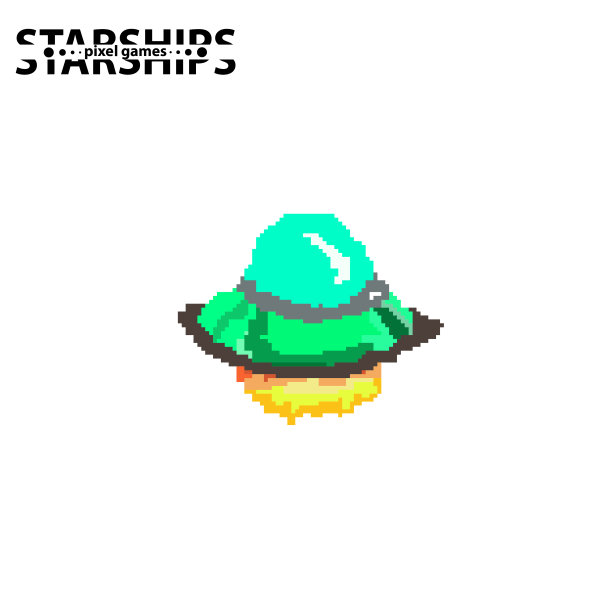 星星飞船，像素不明飞行物飞船孤立在白色背景上。向量图片下载