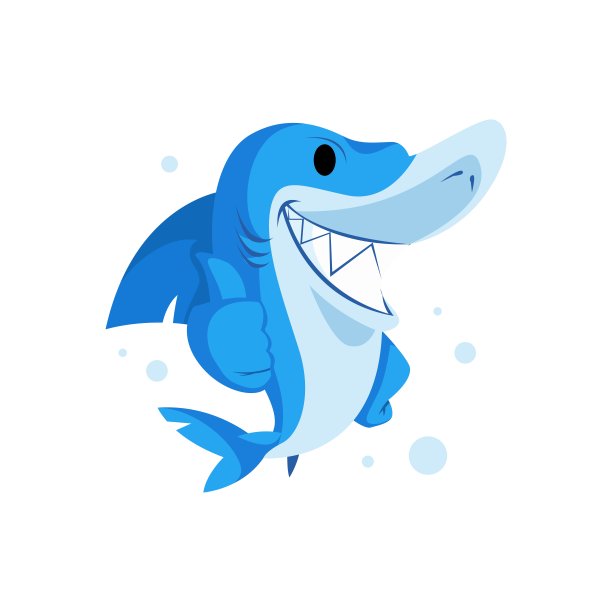 鲨鱼大拇指向上吉祥物字符矢量图标说明图片下载