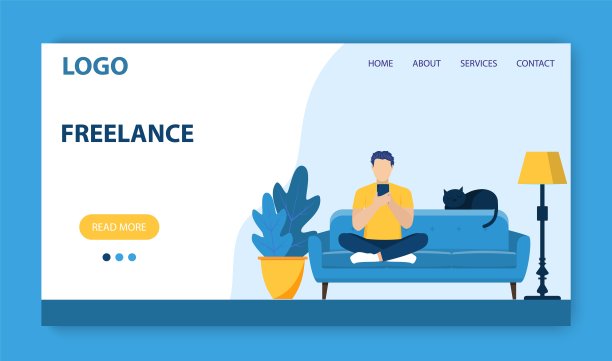 自由工作登陆页模板。图片下载