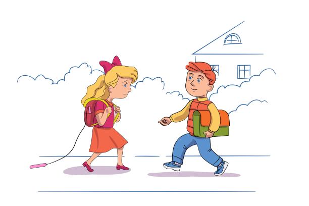 背着书包的学童去上学图片下载