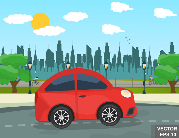 红色的车早上图片下载