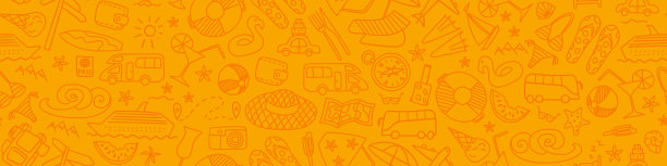 无缝模式与夏季旅游图标图片下载