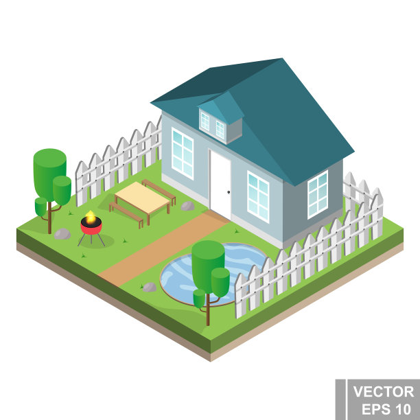 房子是等距视图从上面的图标图片下载