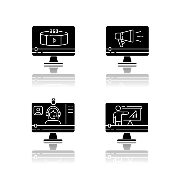 互联网视频滴影黑色字形图标集图片下载