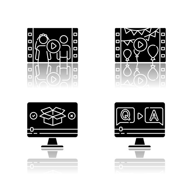 视频内容滴影黑色字形图标设置图片下载