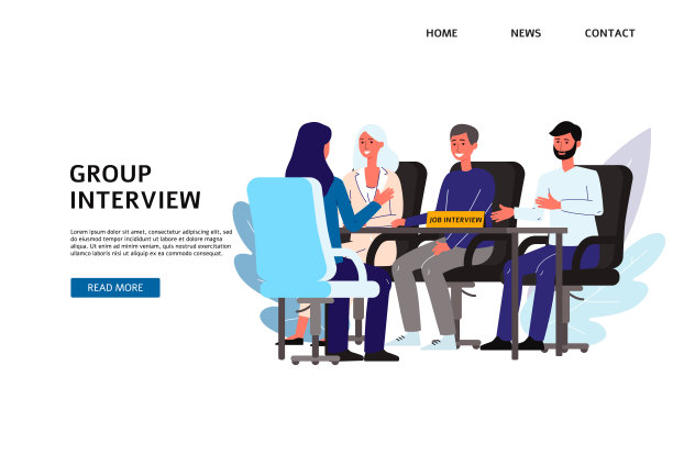 一个女性求职者的面试-矢量设计的网页。图片下载