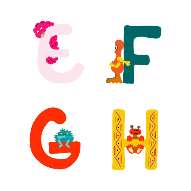 矢量插图的大写字母的拉丁字母表。小怪物的角色。卡通外星人是用手画出来的。图片下载