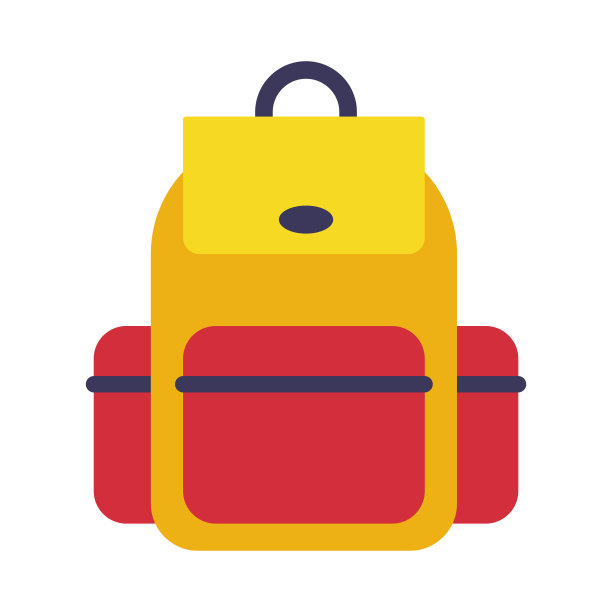 背包，背包为学校学生，旅行者和游客扁平风格矢量插图在白色的背景图片下载