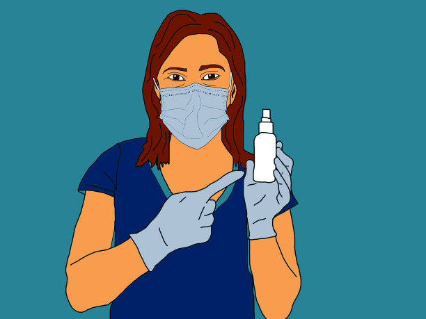消毒，妇女喷洒消毒剂喷雾，以中和病毒和冠状病毒等细菌图片下载