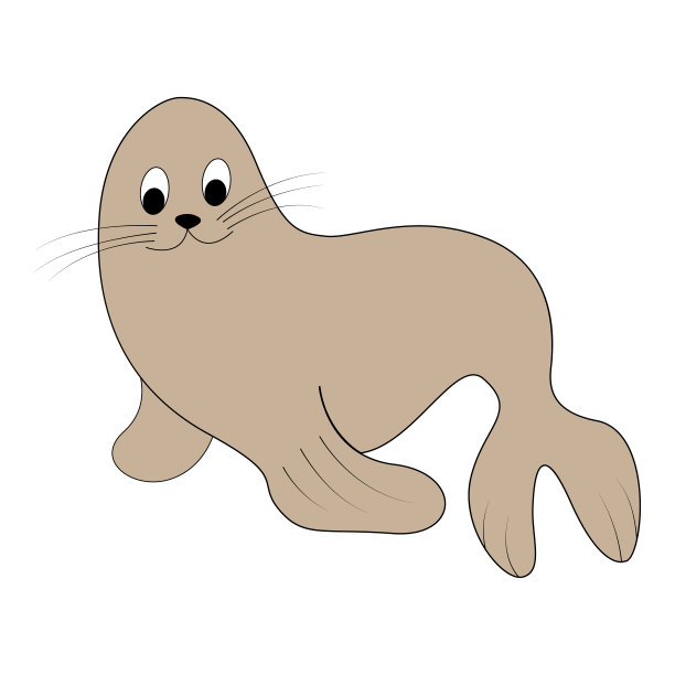 卡通彩色毛皮海豹轮廓。矢量彩色插图孤立在白色背景。贺卡、海报、传单、衣服印刷品的装饰。图片下载