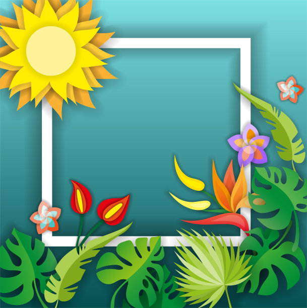 由花朵、树叶和抽象元素组成。设计你的海报，横幅，传单。图片下载