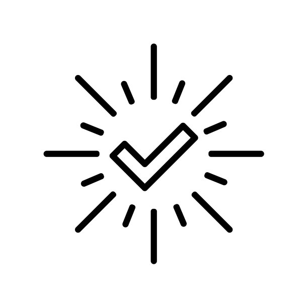 检查标记与射线矢量图标，认可的符号线性检查元素孤立插图图片下载