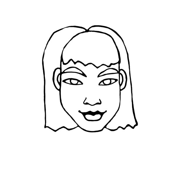 轮廓的脸的人。手绘线条艺术插图。一个男人、女人、男孩、女孩的头，在一个涂鸦的风格，孤立在一个白色的背景。不同的和美丽的图片下载