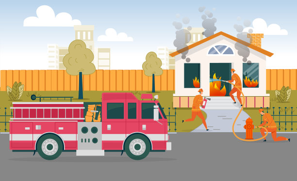 消防队扑灭了一层楼的房子图片下载