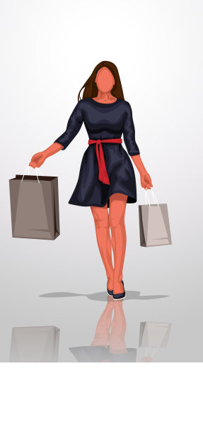 在灰色背景上穿着衣服的女人图片下载